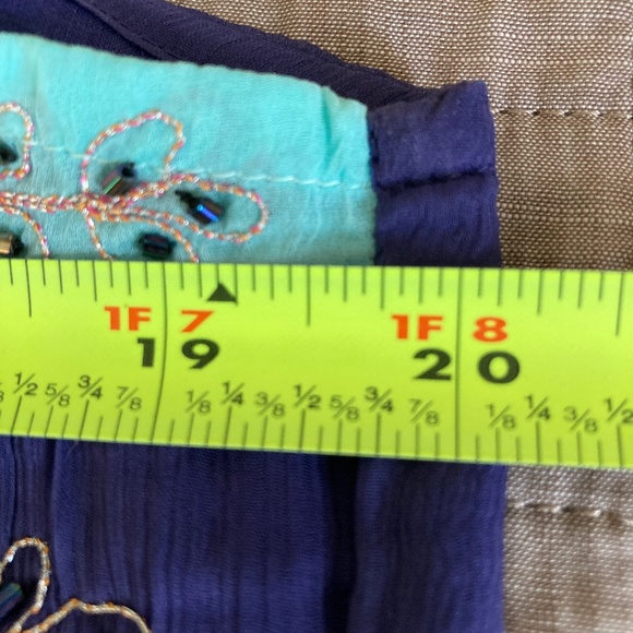 Embellished Tank Top w Flared Mixed Media Lace SIZE L - Picture 8 of 12